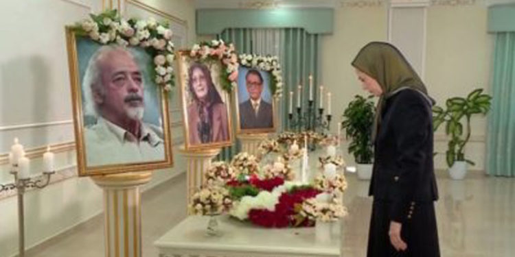 ادای احترام مریم رجوی در مراسم بزرگداشت دکتر ملکی ، مادر فرزانه سا و حمید اسدیان