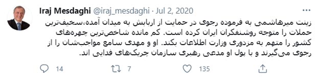 مزدور ایرج مصداقی، اراجیف علیه زینت میرهاشمی