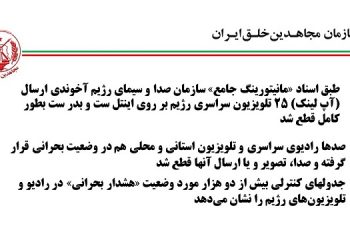 اسناد مانیتورینگ جامع سازمان صدا و سیمای رژیم آخوندی - اطلاعیه سازمان مجاهدین خلق ایران