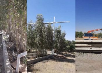حصارکشی جدید با دیوارهای بتونی و نصب دوربین در خاوران