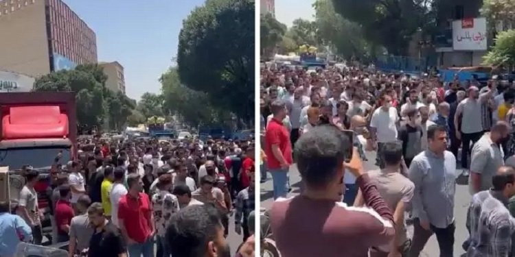 تهران سه راه امین حضور- تظاهرات مردم و کسبه معترض در تهران