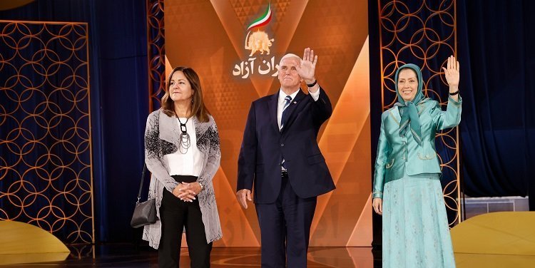 دیدار مایک پنس با خانم مریم رجوی و حضور در گردهمایی مجاهدین در اشرف۳