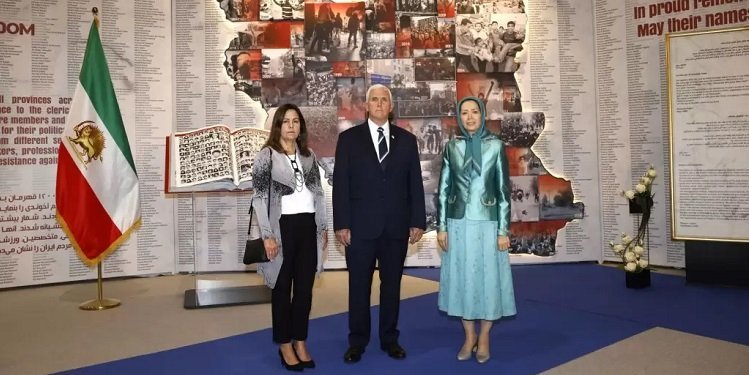 سخنرانی خانم مریم رجوی در گردهمایی مجاهدین با حضور مایک پنس، چهل وهشتمین معاون رئیس‌جمهور آمریکا