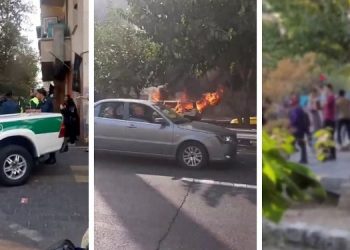 تظاهرات در تهران و ایلام با شعار مرگ بر خامنه ای و به آتش کشیدن خودرو گشت ارشاد در تهران + فیلم