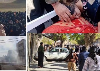 پیرانشهر - به رگبار بستن مردم توسط پاسداران بعد از خاکسپاری کاروان قادر شکری نوجوان ۱۶ساله