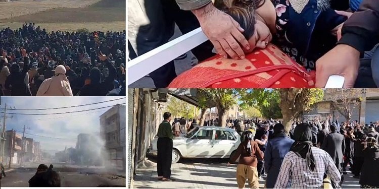 پیرانشهر - به رگبار بستن مردم توسط پاسداران بعد از خاکسپاری کاروان قادر شکری نوجوان ۱۶ساله