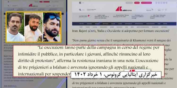 خبرگزاری ایتالیایی کرونوس فراخوان مریم رجوی به کشورهای غربی برای توقف اعدامها در ایران