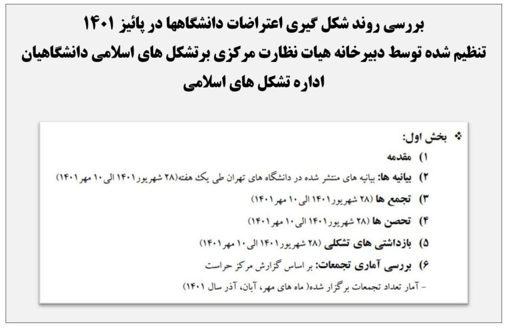 بررسی روند شکل گیری اعتراضات دانشگاهها در پاییز ۱۴۰۱- اسناد قیام تا سرنگونی