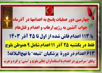 چهارمین دور عملیات پاسخ به اعدامها در آذر ماه