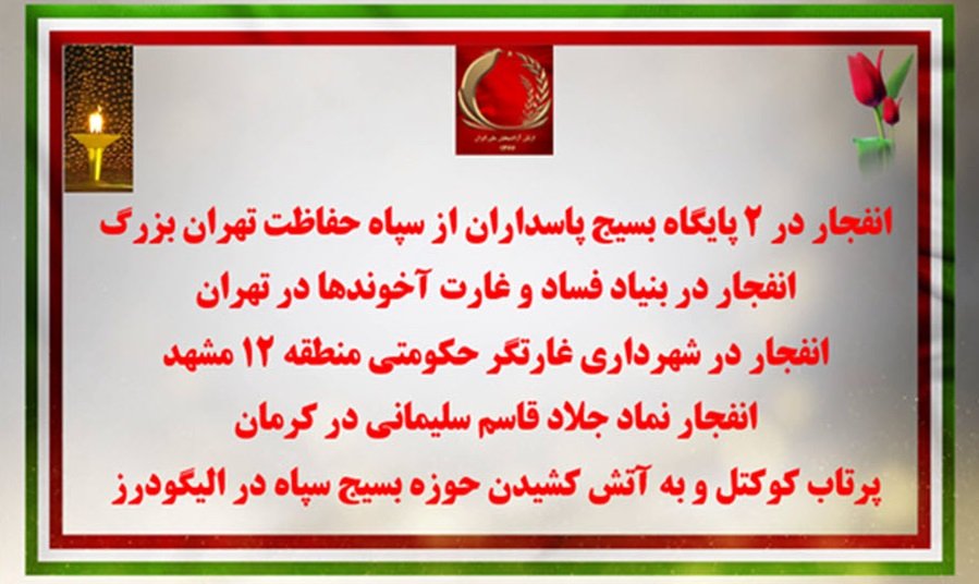 عملیات کانونهای شورشی در تهران ، مشهد، کرمان و الیگودرز