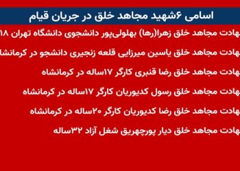 اسامی ۶شهید مجاهد خلق در جریان قیام