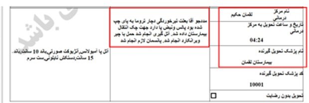 فرزاد طباطبایی 34 ساله ، تیرخوردگی به پای چپ (20 دی)