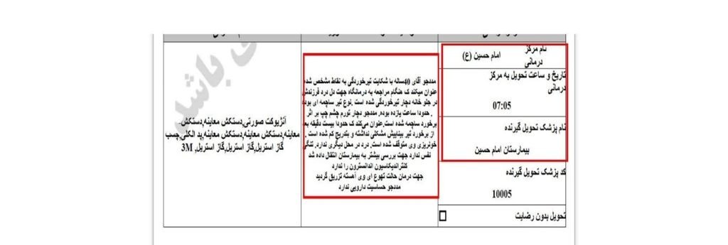 مهدی مسعودی فر 40 ساله ، اصابت گلوله های ساچمه ای به چشم (19 دی)