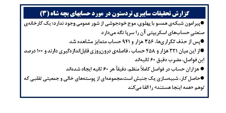 گزارش تحقیقات سایبری تردستون در مورد حسابهای بچه شاه (۳)